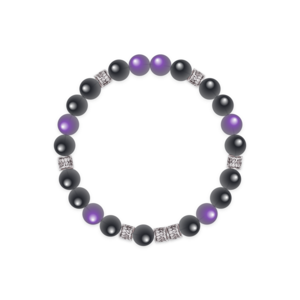 Black Onyx Initial V & Uruguay Amethyst Bracelet – E9A264